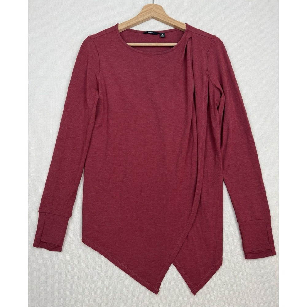 Betabrand Shirt Women's Size S Tempo Tunic Lagenlook Faux Wrap Thumbholes Soft